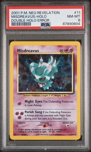 Pokemon 2001 PSA 8 NM-MINT Misdreavus Double Holo Error Neo Revelation 11 Card - Picture 1 of 2