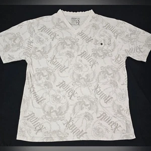 Camiseta Avirex X-Large Gráfica Cuello en V - Toda la Cadena y Estampado de Águila - Blanca/Gris - Imagen 1 de 7