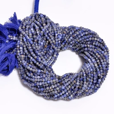 Cuentas facetadas con forma de rondelle de piedras preciosas de sodalita natural hilo de 3 mm 12,5" UGB-272 Foto 1 de 2