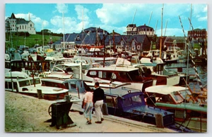 1960s Block Island, RI - Old Harbor -Cabin Cruisers, Boats Marina Rhode Postcard - Picture 1 of 2