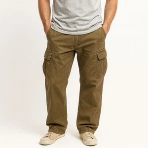 Herren American Eagle Baggy Cargo Hose Y2K Western in Khaki Größe W32 L32 - Bild 1 von 11