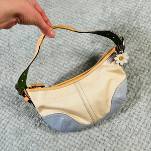 Bolso de Hombro Hobo Legacy Vintage y2k COACH Raro Soho Azul/Crema Margarita  - Imagen 1 de 9