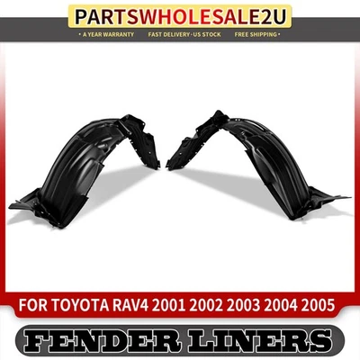 2 件装内挡泥板衬里防溅罩 HDPE 前部适用于丰田 RAV4 2001 - 2005 SUV — 第 1/4 张图片