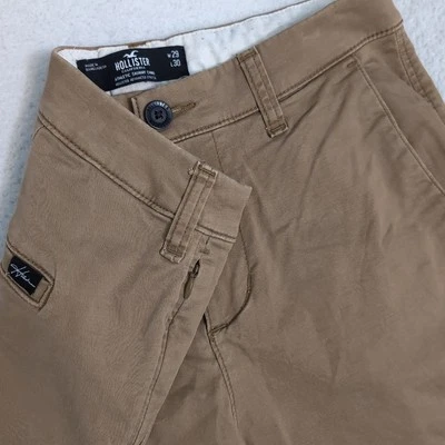 Men’s 29x30 Hollister Flat Front Athletic Skinny Chino Brown Zip Pocket - Image 1 of 4