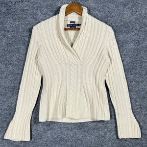 VINTAGE Polo Ralph Lauren Sweater Womens Small Cable Knit Shawl Collar Cashmere - Picture 1 of 18