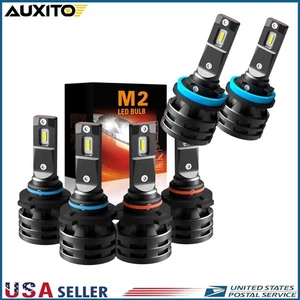 AUXITO Combo 9005+9006+H11 LED Headlight High Low Beam Fog Light White CANBUS M2 - Picture 1 of 14