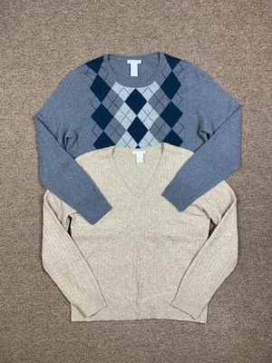 Tweeds Cashmere Knit Sweater Womens XL Bundle Lot Of 2 Pullover Cable Argyle - Image 1 of 4