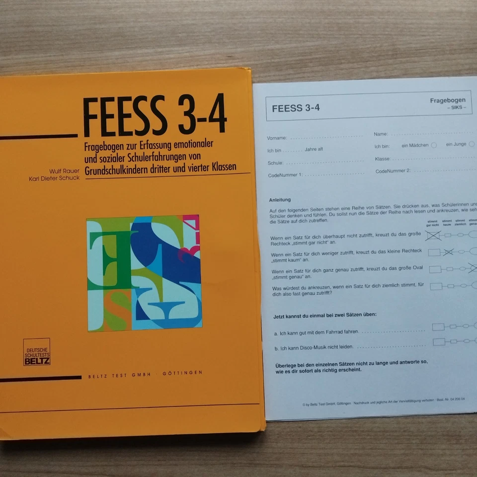 FEESS 3-4 Fragebogen zur Erfassung emotionaler und sozialer Schulerfahrungen von - Bild 1 von 1