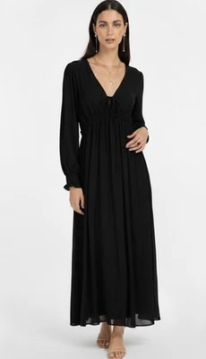 Joyfolie Anna Black Maxi Dress Sheer Sleeves Witchy Gothic Womens Size XXS NEW - Image 1 of 4