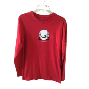 Columbia Herren Pyjama rot Schlaf Oberteil Shirt Bär in Hängematte Gr. S - Bild 1 von 4