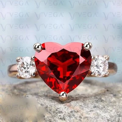 Alianza de boda de oro rosa sólido 100 % diamante natural corte corazón de 5,30 quilates Foto 1 de 4