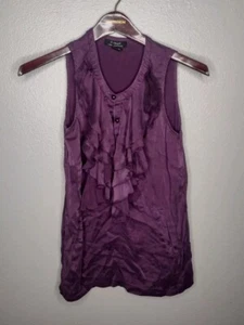 T Bags Los Angeles Womens Purple Silk Sleeveless Ruffle Blouse Top Size P Y - Picture 1 of 6