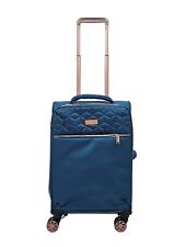 Travel Soft Lightweight Blue Cabin Suitcases Set 4Wheel Luggage Trolley Bags