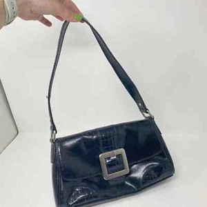 Vintage Y2K Black Genuine Leather Shoulder Bag EUC - Picture 1 of 5