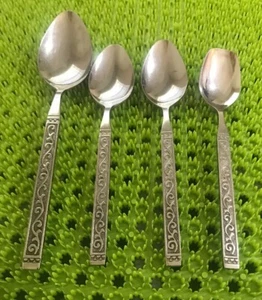 Stylecraft SYF33 Stainless 4 PC Spoons Scrolls & Dots Japan Flatware B144WU - Picture 1 of 7