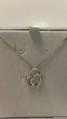 *NUEVO ARTÍCULO* Collar de diamantes en forma de corazón de plata esterlina de 2 joyas de Zales de 18 pulgadas Foto 1 de 4
