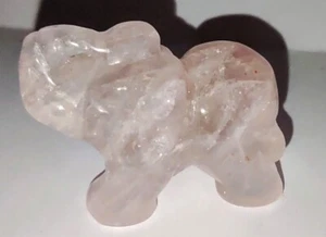 Figura tallada de elefante de piedra de cuarzo rosa natural nueva fuerza - Imagen 1 de 3