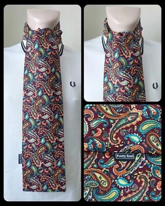 PRETTY SOUL BURGUNDY PAISLEY HANDMADE MOD SCARF SCOOTER 60s RETRO - Picture 1 of 4