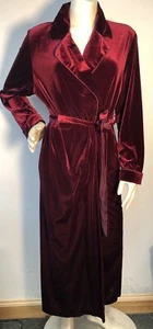 OSCAR DE LA RENTA Vtg PINK LABEL Sz M Belted Velvet long Robe Bin-X - Picture 1 of 5