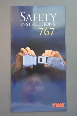 Tarjeta de seguridad TWA "767 P/N 4951 (junio/1998) Foto 1 de 3