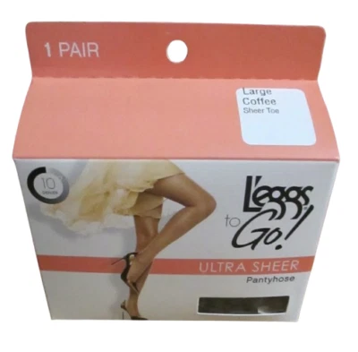 Leggs to Go!! Ultra Sheer Pantyhose Coffee Large 10 Denier Sheer Toe - Image 1 of 4