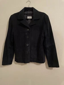 COMINT Suede Jacket Womens Size M Black Suede Vintage Short - Picture 1 of 13