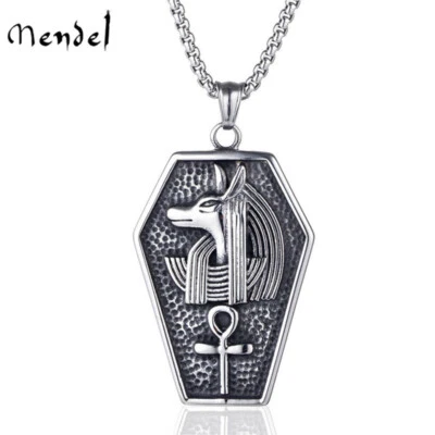 Collar colgante Anubis cruz egipcia Ankh de acero inoxidable de acero inoxidable para hombre MENDEL - Imagen 1 de 4
