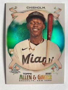 2021 Topps Chrome Allen & Ginter Jazz Chisholm Green Refractor RC /99 Marlins