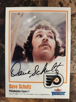 2002 Fleer Throwbacks DAVE SCHULTZ 亲笔签名传单 罕见 SP 签名 "THE HAMMER"  — 第 1/2 张图片