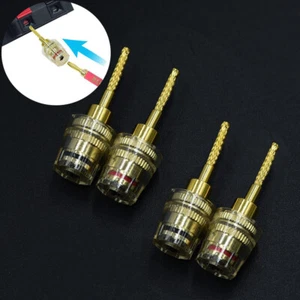 4pcs Pin to Banana Jack Audio Adapter HIFI Gold Plated Speaker Cable Connector