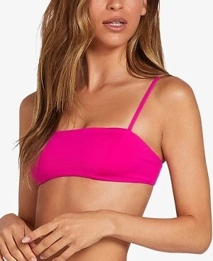 Volcom FUCHSIA Juniors' Simply Seam Croplette Bikini Swim Top, US Medium - Imagem 1 de 3