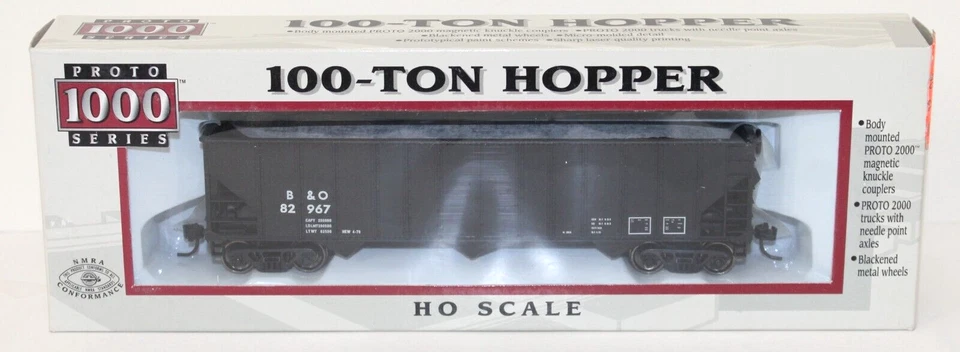 Life Like Proto 1000 23934 HO 100-ton 3 Bay Hopper B&O 82967 RTR NIB - Image 1 of 4