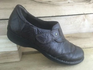 Clarks Womens Brown Bendables 67195 Geometric Textured Embossed Clog Shoe Sz 6 M - Picture 1 of 12