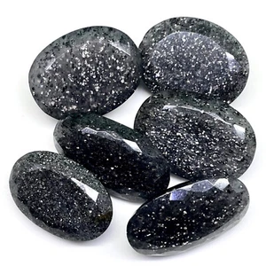 Lotto 6 pezzi pietre solari nere naturali 28,7-32,4 mm taglio ovale pietre preziose sfuse sfaccettate - Foto 1 di 18