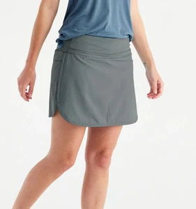 FREE FLY Medium Women's Bamboo Lined Poly Viscose Spandex Athletic Skort Gray - Picture 1 of 8