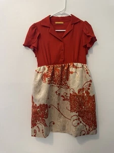 Alice + Olivia Orange and Cream Puff Sleeve Sundress - Picture 1 of 11