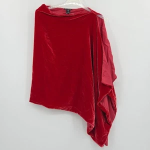 Eileen Fisher Poncho Top Womens One Size Red Velvet Old Money Holiday Christmas - Picture 1 of 7