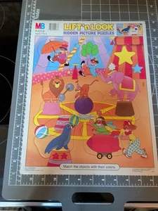 Vintage Milton Bradley Lift N Look Circus Hidden Picture Puzzle Playskool Colors - Picture 1 of 5