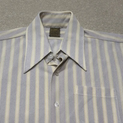 Vintage 70s Jandy Place Button Up Shirt Mens Large Yellow Dagger Collar Disco - Image 1 of 4