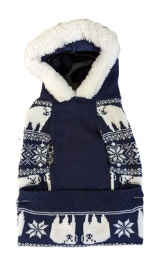 Zach & Zoey Dog Hooded Jacket Sweater Blue Polar Bears Snow Size Medium - Image 1 of 2
