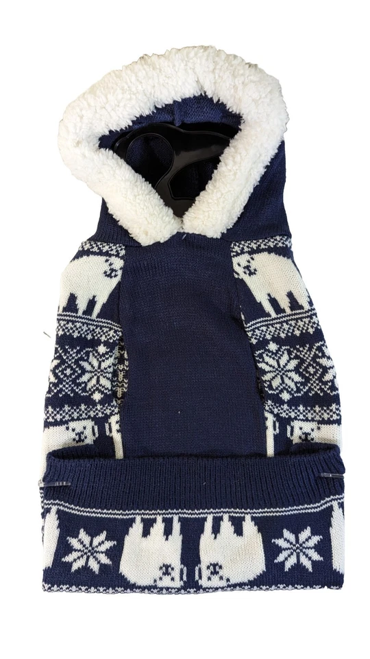 Jaqueta suéter com capuz para cachorro Zach & Zoey azul ursos polares neve tamanho pequeno e X-pequeno - Imagem 1 de 2