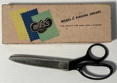 Tesouras roscadas vintage WISS modelo C7 cabo preto com caixa original - Imagem 1 de 4