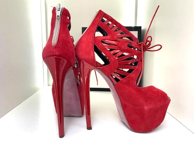 Colavelli 1969 Lorenzi 16 cm 36 35 red Rot leather leder sandals high heels - Photo 1/4