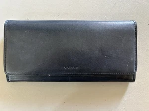 Cartera sin asas vintage COACH delgada doble pliegue cuero liso ciprés - Imagen 1 de 9