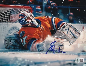 GRANT FUHR signed (EDMONTON OILERS) Hockey Goalie 8X10 photo BECKETT BAS BU41036 - Picture 1 of 1