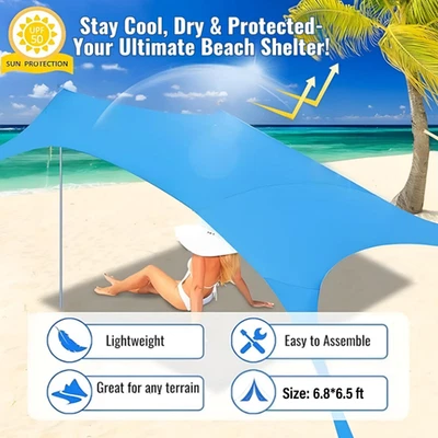 Beach Tent Sun Shelter - UPF50+ Pop Up Beach Canopy with Sandbags for Beach - Image 1 of 4