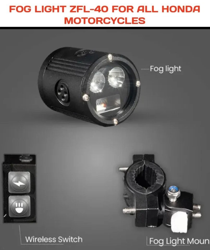 FOG LIGHT ZFL-40 BLACK FIT FOR ALL HONDA MOTORCYCLES Foto 1 de 4