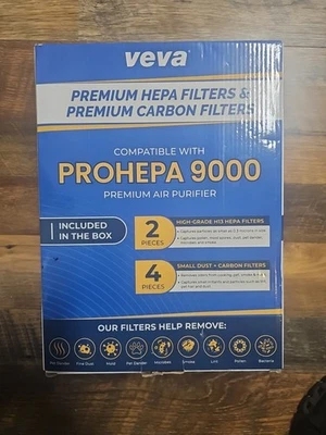 VEVA 9000 HEPA 2 Pack Replacement Filters Including 4 Carbon Pre Filters - Image 1 of 2