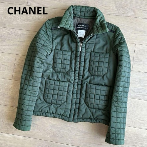 Giacca trapuntata CHANEL 00A taglia 34 kaki tavoletta di cioccolato