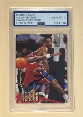 Allen Iverson Autograph Signed 1997 Fleer  Rookie Card - PSA 10 Auto - Image 1 of 2